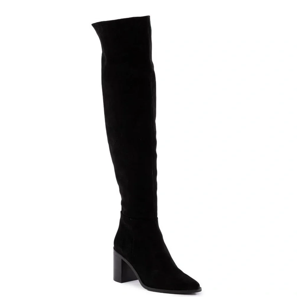 New Seychelles Gifted Tall Boot Over The Knee Black Suede Sz 6
